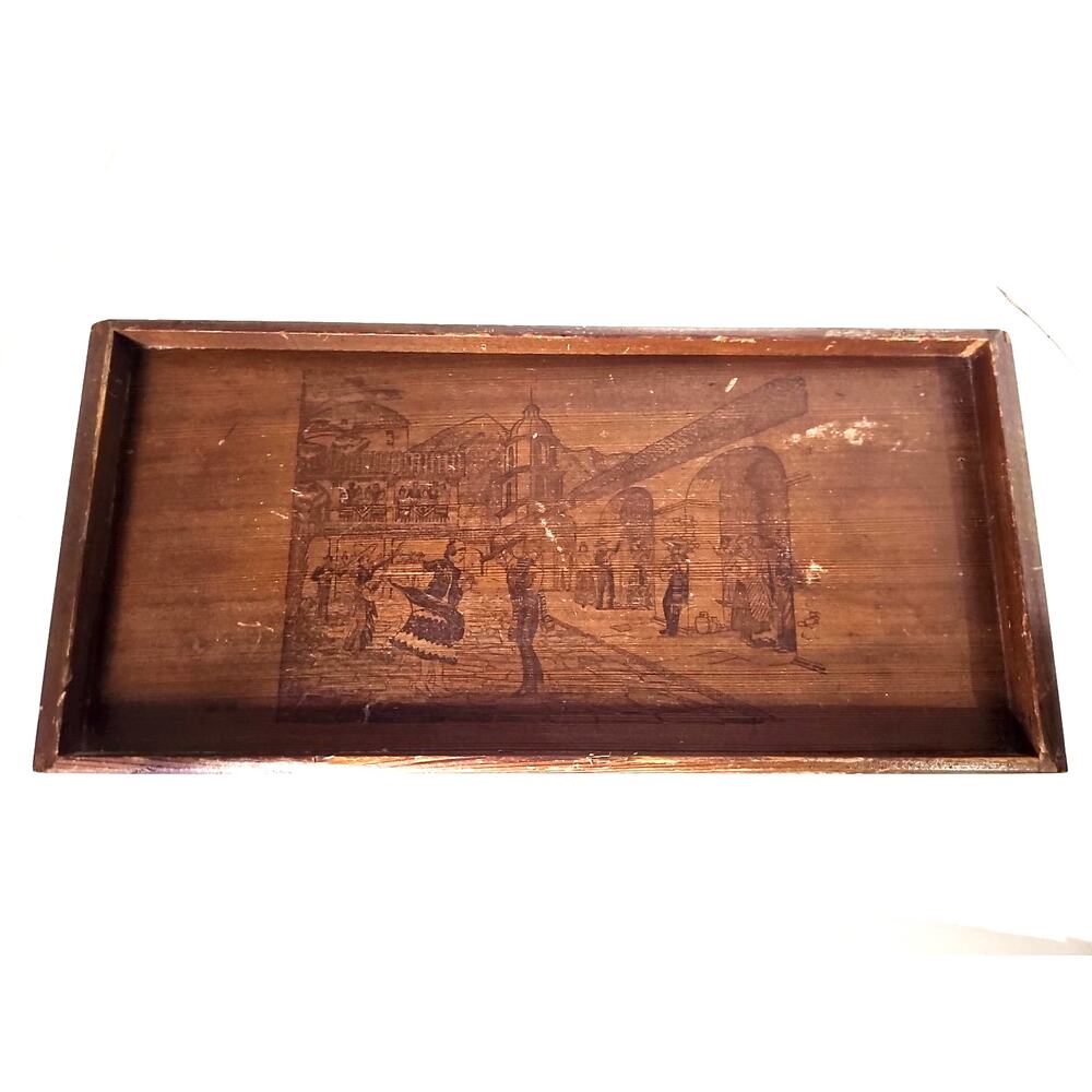1940s Vintage California Redwood Lumber Tray Golden State Box Factory Etched...